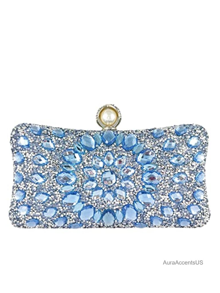 Crystal Rhinestone Clutch Evening Bag With Chain Straps